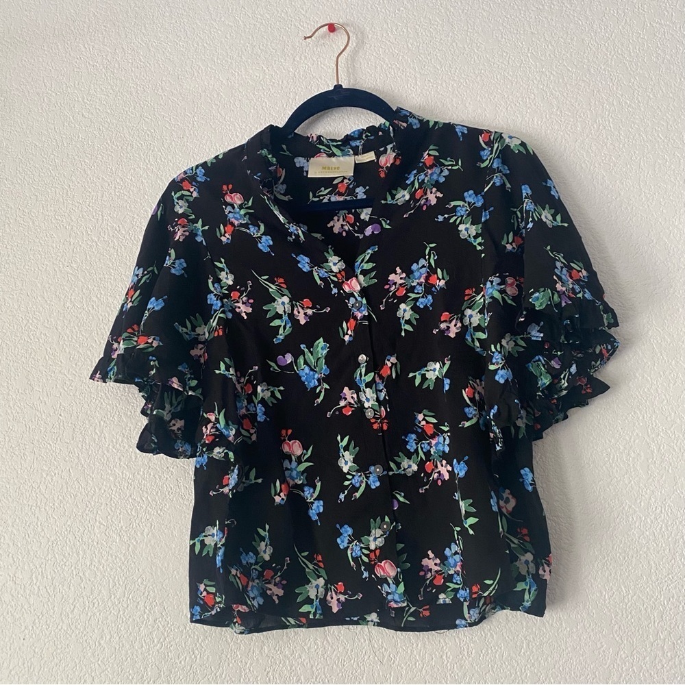 Maeve Averio Flutter Sleeve Button Down Top - image 2